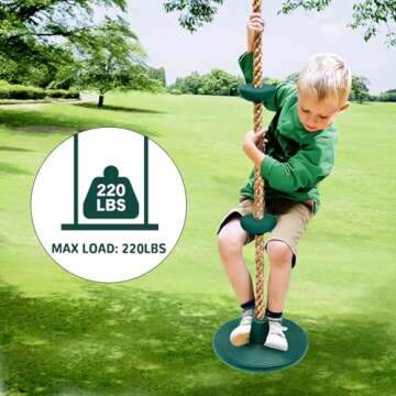 Climbing Rope with Platforms and Disc Swing Seat Set Playground Accessories Including Bonus Hanging Strap & Carabiner