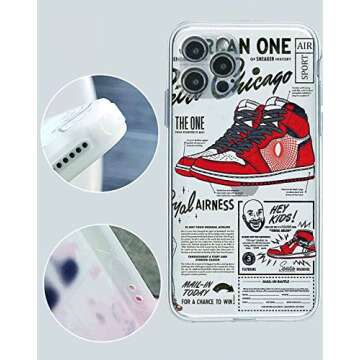 ILJILU Cool Matte Clear iPhone X/Xs Case for Boys, Basketball Shoes Funny Graphics Soft Silicone Bumper Glossy Cover Translucent Protective Case Ultra Thin & Slim Fit Xs Phonecase 5.8" - White