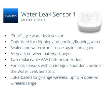 YoLink Smart Home Starter Kit: Hub & Water Leak Sensor 4-Pack, SMS/Text, Email & Push Notifications,...