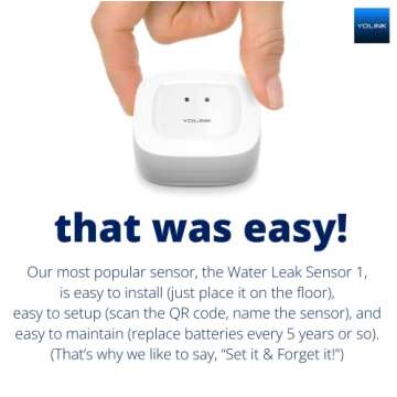 YoLink Smart Home Starter Kit: Hub & Water Leak Sensor 4-Pack, SMS/Text, Email & Push Notifications, LoRa Up to 1/4 Mile Open-Air Range, w/Alexa, IFTTT, Home Assistant