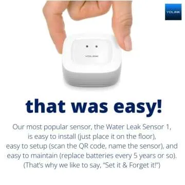 YoLink Smart Home Starter Kit: Hub & Water Leak Sensor 4-Pack, SMS/Text, Email & Push Notifications, LoRa Up to 1/4 Mile Open-Air Range, w/Alexa, IFTTT, Home Assistant