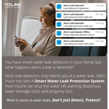 YoLink Smart Home Starter Kit: Hub & Water Leak Sensor 4-Pack, SMS/Text, Email & Push Notifications, LoRa Up to 1/4 Mile Open-Air Range, w/Alexa, IFTTT, Home Assistant