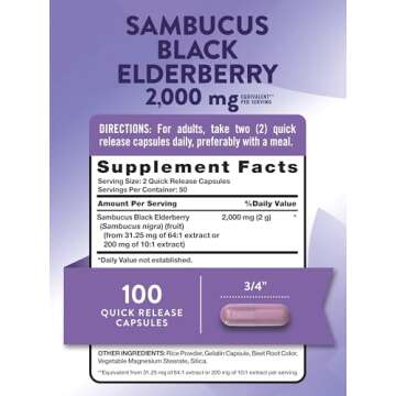 Nature's Truth Black Elderberry Capsules | 100 Count | Super Concentrated Sambucus Extract | Non-GMO...