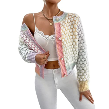 GORGLITTER Colorful Button Up Cardigan Stylish & Cozy