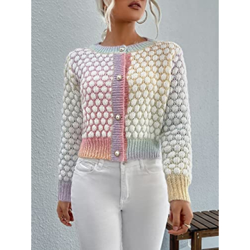 GORGLITTER Colorful Button Up Cardigan Stylish & Cozy