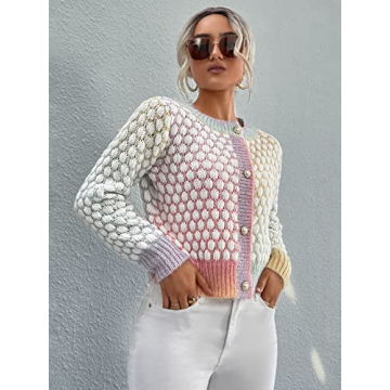 GORGLITTER Colorful Button Up Cardigan Stylish & Cozy