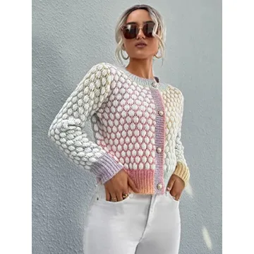 GORGLITTER Colorful Button Up Cardigan Stylish & Cozy