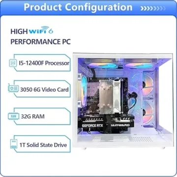 Suevery Desktop Computer with RGB Fans and RTX 3050