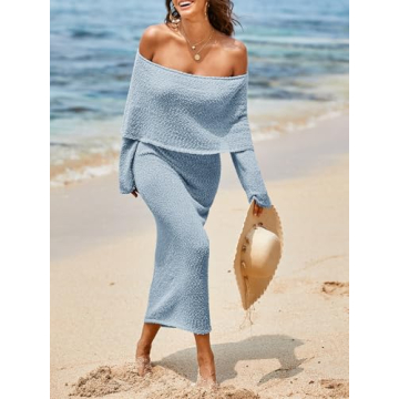 Saodimallsu Womens Off Shoulder Summer Maxi Dress for Beach