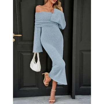 Saodimallsu Womens Off Shoulder Summer Maxi Dress for Beach