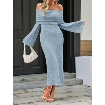 Saodimallsu Womens Off Shoulder Summer Maxi Dress for Beach