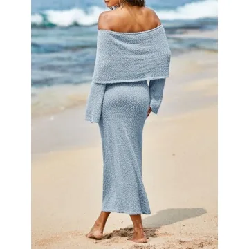 Saodimallsu Womens Off Shoulder Summer Maxi Dress for Beach