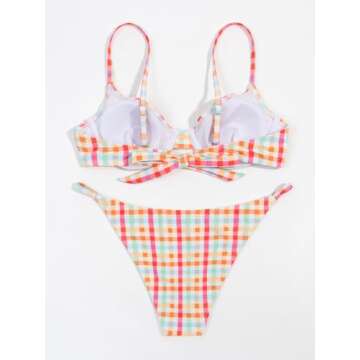 MakeMeChic Women's 2 Piece Bathing Suit Underwire High Cut Bikini Set Swimsuit Multicolored M