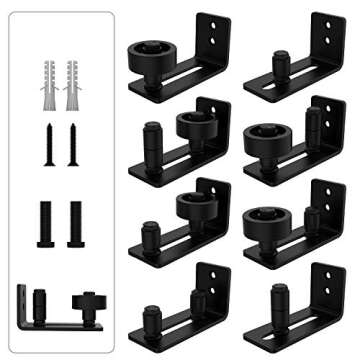 Orgerphy Black 12 Inch Heavy Duty Barn Door Handle Kit with Latch & Guide