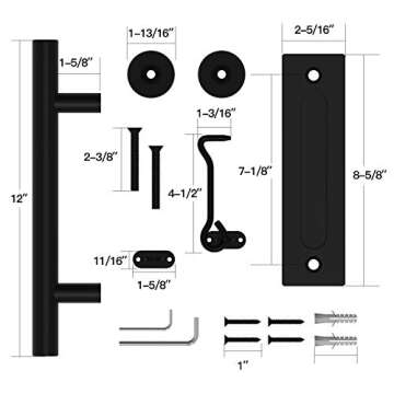 Orgerphy Black Barn Door Handle With Latch Kit