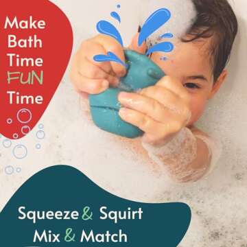 Non-Toxic Baby Bath Toys, Mold Free Bath Toys, Silicone Bath Toys for Babies 6-12 Months, No Mold To...