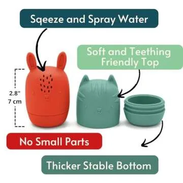 Non-Toxic Baby Bath Toys, Mold Free Bath Toys, Silicone Bath Toys for Babies 6-12 Months, No Mold Toddler Bathtub Toys, Bath Toys 1 Year Old, Baby Gift, Woodland Creatures by Toy Appétit