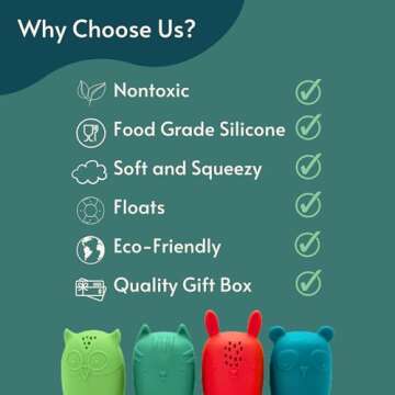Non-Toxic Baby Bath Toys, Mold Free Bath Toys, Silicone Bath Toys for Babies 6-12 Months, No Mold Toddler Bathtub Toys, Bath Toys 1 Year Old, Baby Gift, Woodland Creatures by Toy Appétit