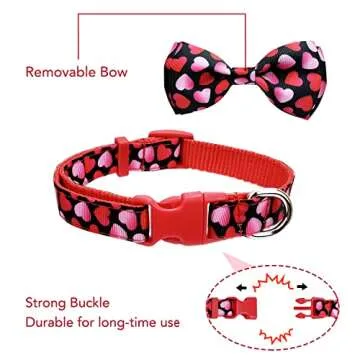 Adjustable 2 Pack Valentine Dog Bow Tie Collars for Pets