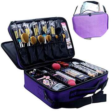MONSTINA Makeup Train Cases Professional Travel Makeup Bag Cosmetic Cases Organizer Portable Storage...