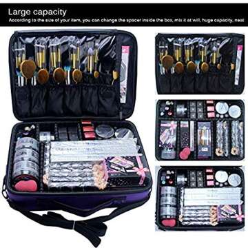 MONSTINA Makeup Train Cases Professional Travel Makeup Bag Cosmetic Cases Organizer Portable Storage Bag for Cosmetics Makeup Brushes Toiletry Travel Accessories