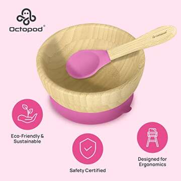 Abiie Octopod Bamboo Suction Bowl for Little Ones
