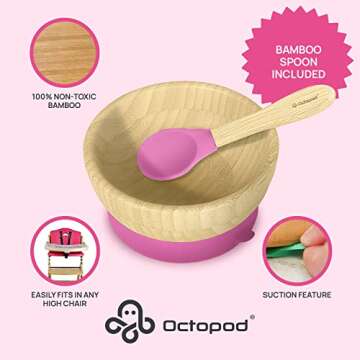 Abiie Octopod Bamboo Suction Bowl for Little Ones