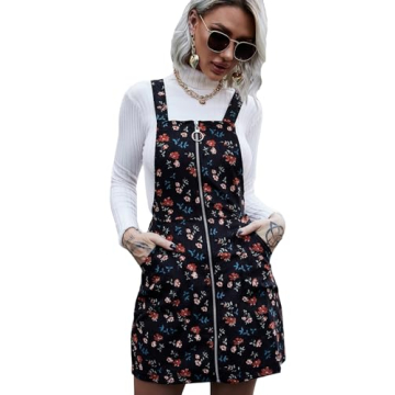 Floerns Women's Casual Tartan Print Pinafore Dress
