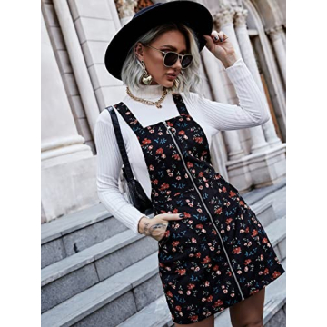 Floerns Women's Casual Tartan Print Pinafore Dress