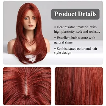 HAIRCUBE Red Long Layered Wigs Heat Resistant Synthetic Fibre