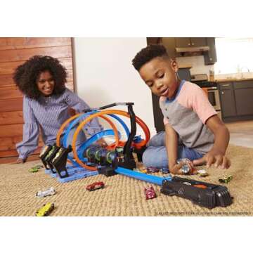 Hot Wheels Toy Car Track Set, Corkscrew Crash with 1:64 Scale Car, 3 Crash Zones, Powered by Motoriz...
