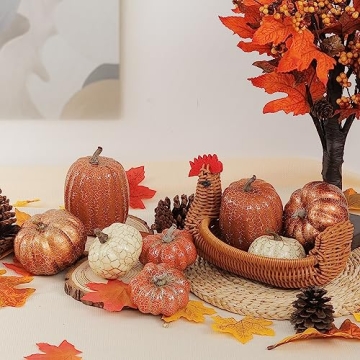 Artgar Pumpkin Decor Set - 8 PCS for Fall and Halloween