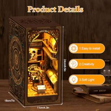 Book Nook Kit for Adult - THRIVINGIVAN DIY Miniature Model Build Dollhouse Kit 3D Wooden Puzzle with...