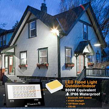 LED Flood Light Outdoor 800W Equivalent 8000LM, Smart RGB Color Changing Landscape Lighting with APP...
