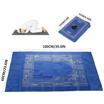 Hitopin 2-Piece Travel Prayer Mat, 60cm*100cm Portable, Waterproof, Black & Blue