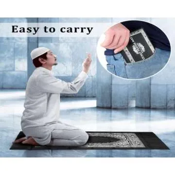 Hitopin 2-Piece Travel Prayer Mat, 60cm*100cm Portable, Waterproof, Black & Blue