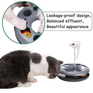 Cat Toys, Cat Toys for Indoor Cats,Interactive Kitten Toys Roller Tracks with Catnip Spring Pet Toy with Exercise Balls Teaser Mouse (Soft Grey)
