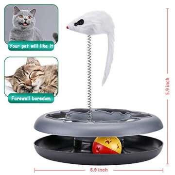 Cat Toys, Cat Toys for Indoor Cats,Interactive Kitten Toys Roller Tracks with Catnip Spring Pet Toy with Exercise Balls Teaser Mouse (Soft Grey)