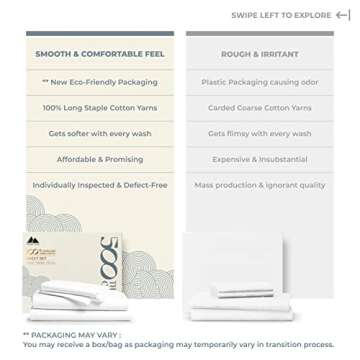 Mayfair Linen 100% Cotton Sheets King Size Bed Set - 500 Thread Count Sheets King Size 4 PC Set (Whi...