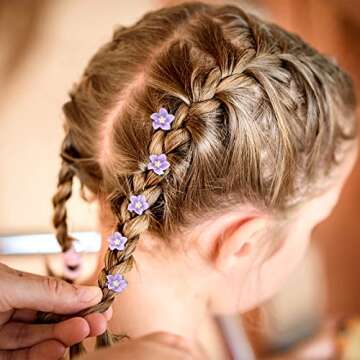 YISSION Mini Lily Flower Hair Clips and Barrettes - 20 Cute Small Bridal Hair Accessories for Girls, Women, and Weddings in Purple