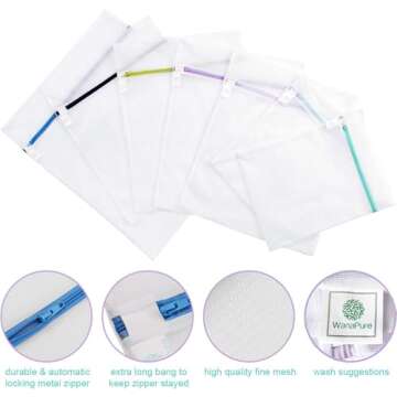 Wanapure 9Pcs Mesh Laundry Bag for Delicates, Lingerie Bags for Laundry - (1 Large & 4 Medium & 2 Sm...
