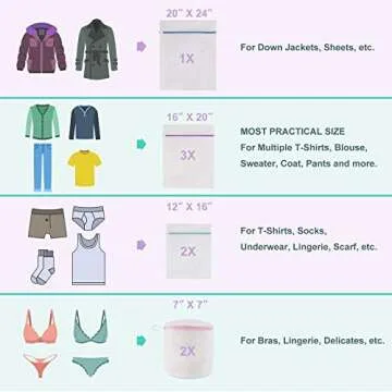 Wanapure 9Pcs Mesh Laundry Bag for Delicates, Lingerie Bags for Laundry - (1 Large & 4 Medium & 2 Small & 2 Bra Bags) for Garment, Underwear, Sock, Baby Clothes, Sweater, Travel, Washing Machine