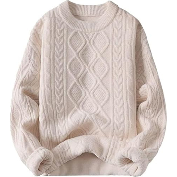 Vamtac Oversized Cable Knit Sweaters Long Sleeve Knitted Casual Pullover Sweater Solid Vintage Unise...