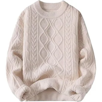 Vamtac Oversized Cable Knit Sweaters Long Sleeve Knitted Casual Pullover Sweater Solid Vintage Unise...