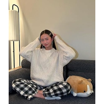 Vamtac Oversized Cable Knit Sweaters Long Sleeve Knitted Casual Pullover Sweater Solid Vintage Unisex Crewneck Loose Top