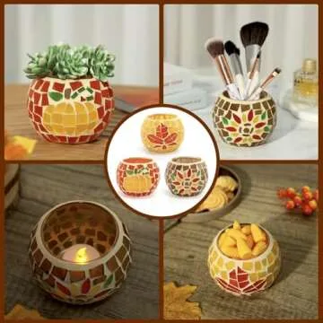 Fall Thanksgiving Candle Holder Set Featuring Unique Designs