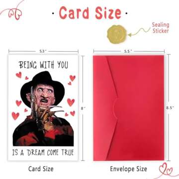 mmuue Horror Valentine's Day Card for Him Her, Scary Movie Theme Anniversary Card for Wife Husband, ...