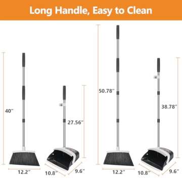 Folews Heavy Duty Broom and Dustpan Set for Easy Cleaning