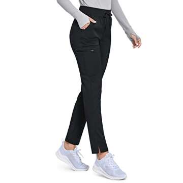 POPVIOLET Womens High Waisted Scrub Pants Straight Leg Pull-On Cargo Pants with 6 Pockets Drawstring...