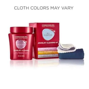 CONNOISSEURS All-Purpose Jewelry Cleaning Kit, Liquid Solution & Silver & Gold Jewelry Polishing Cloths, 8 Ounce